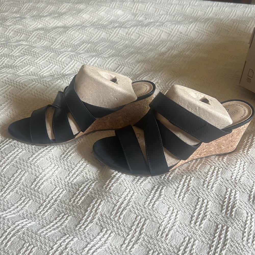 Clark’s Margee Kate black leather wedge size 8brand new in box